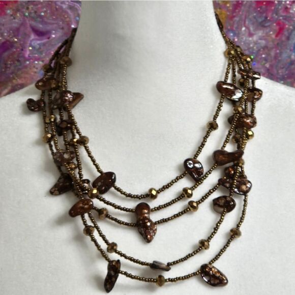 Multi Layered Beaded Necklace - Picture 1 of 8